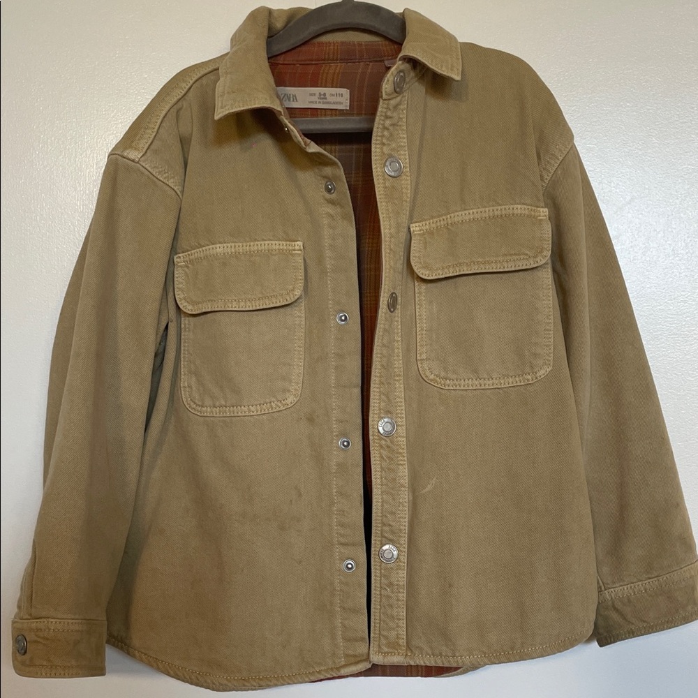 Zara Kids (5-6) Khaki Button-Up Jacket